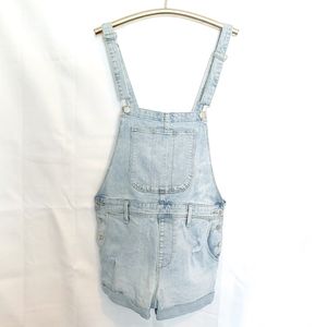 Old Navy Light Wash Distressed Bib Shortalls M